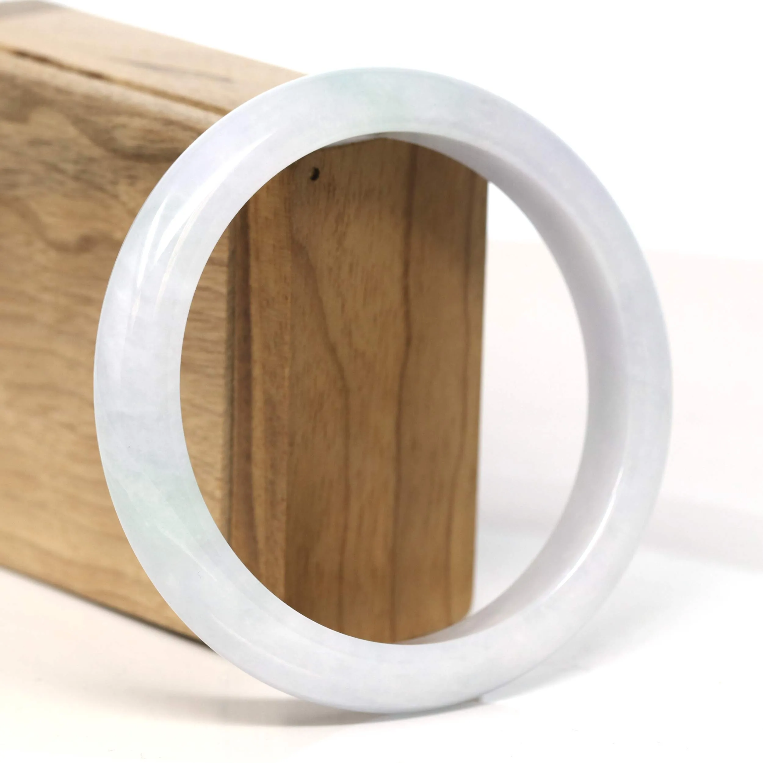 Baikalla "Half Round" Light Green Jadeite Jade Bangle Bracelet (62.70 mm) #T395