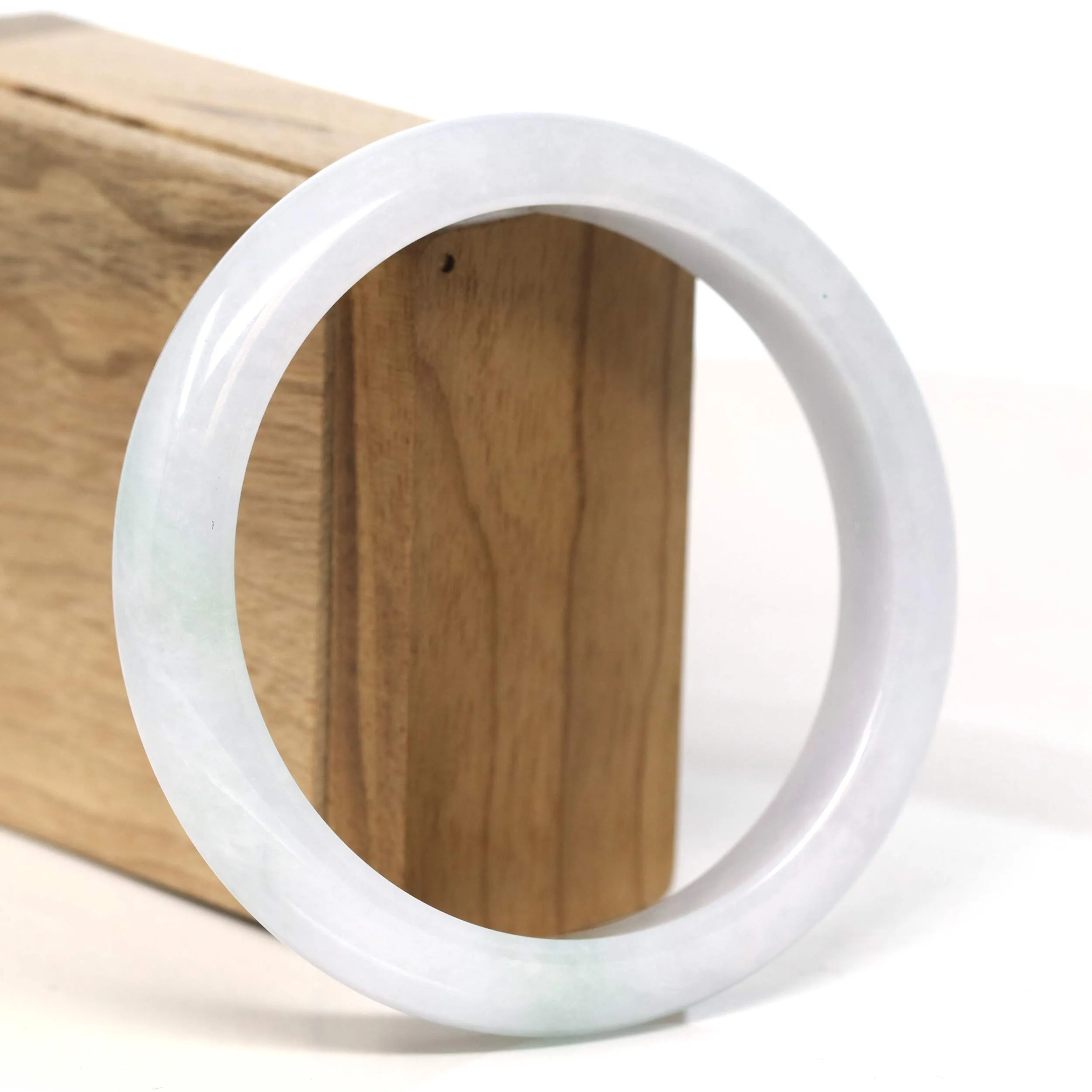 Baikalla "Half Round" Light Green Jadeite Jade Bangle Bracelet (62.70 mm) #T395