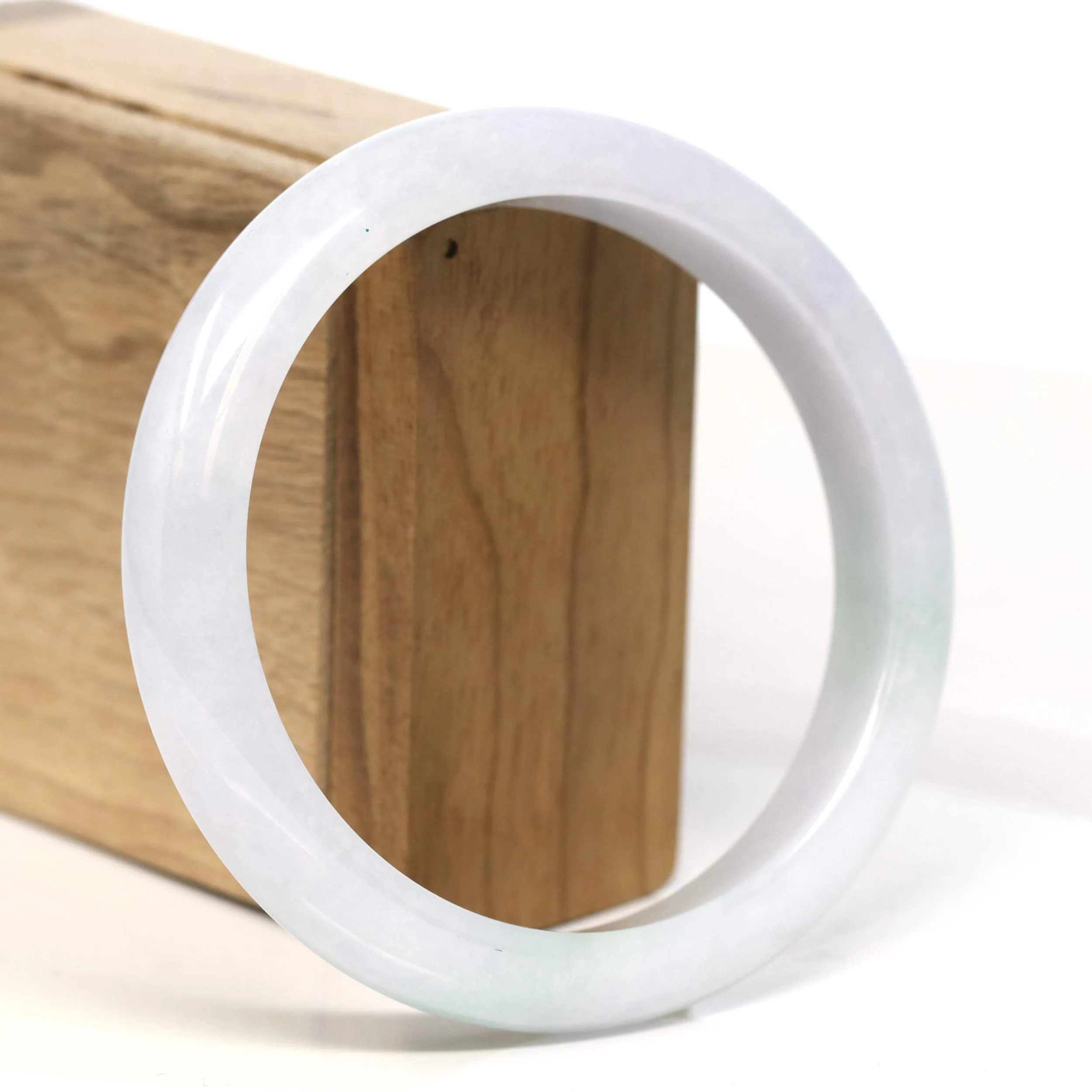 Baikalla "Half Round" Light Green Jadeite Jade Bangle Bracelet (62.70 mm) #T395