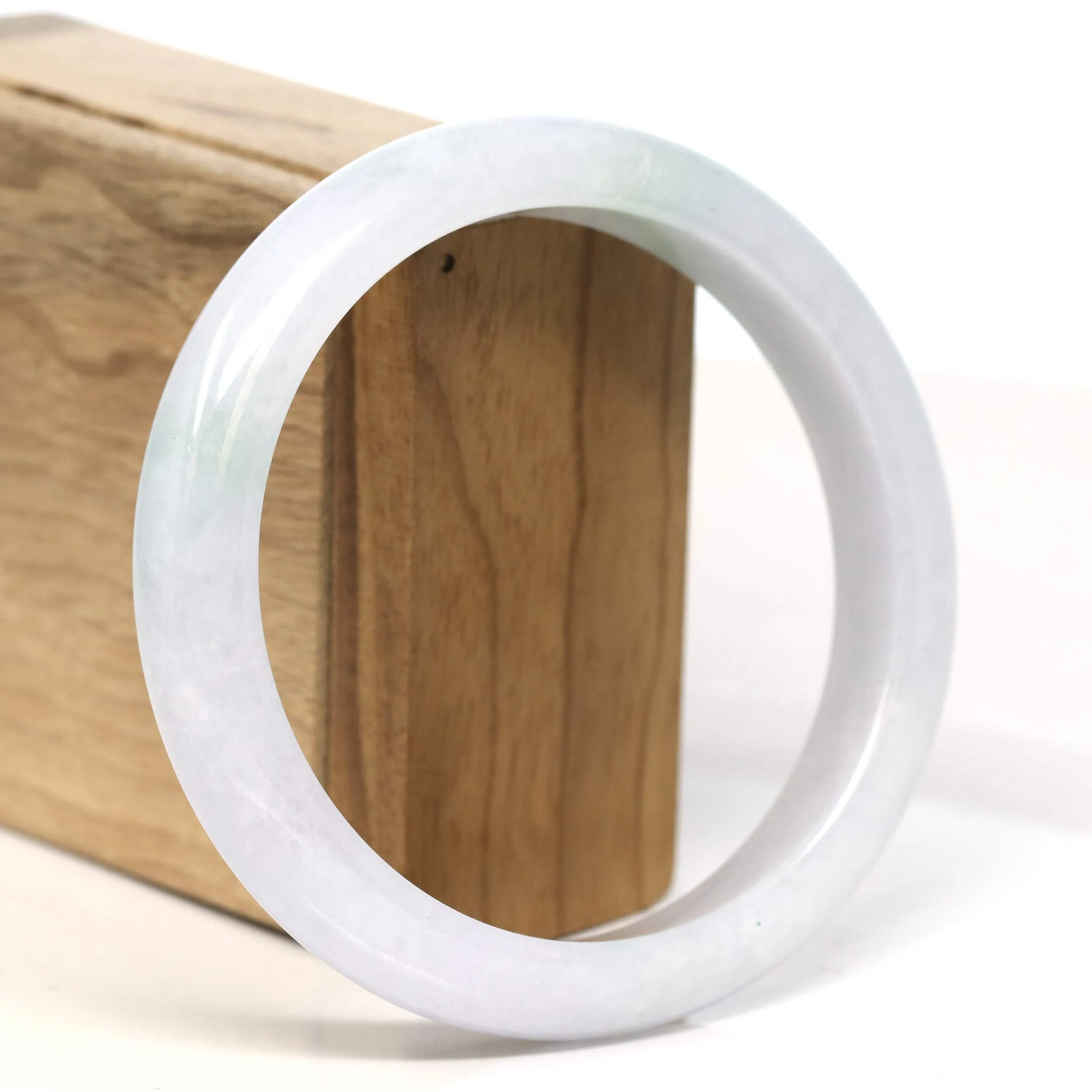 Baikalla "Half Round" Light Green Jadeite Jade Bangle Bracelet (62.70 mm) #T395