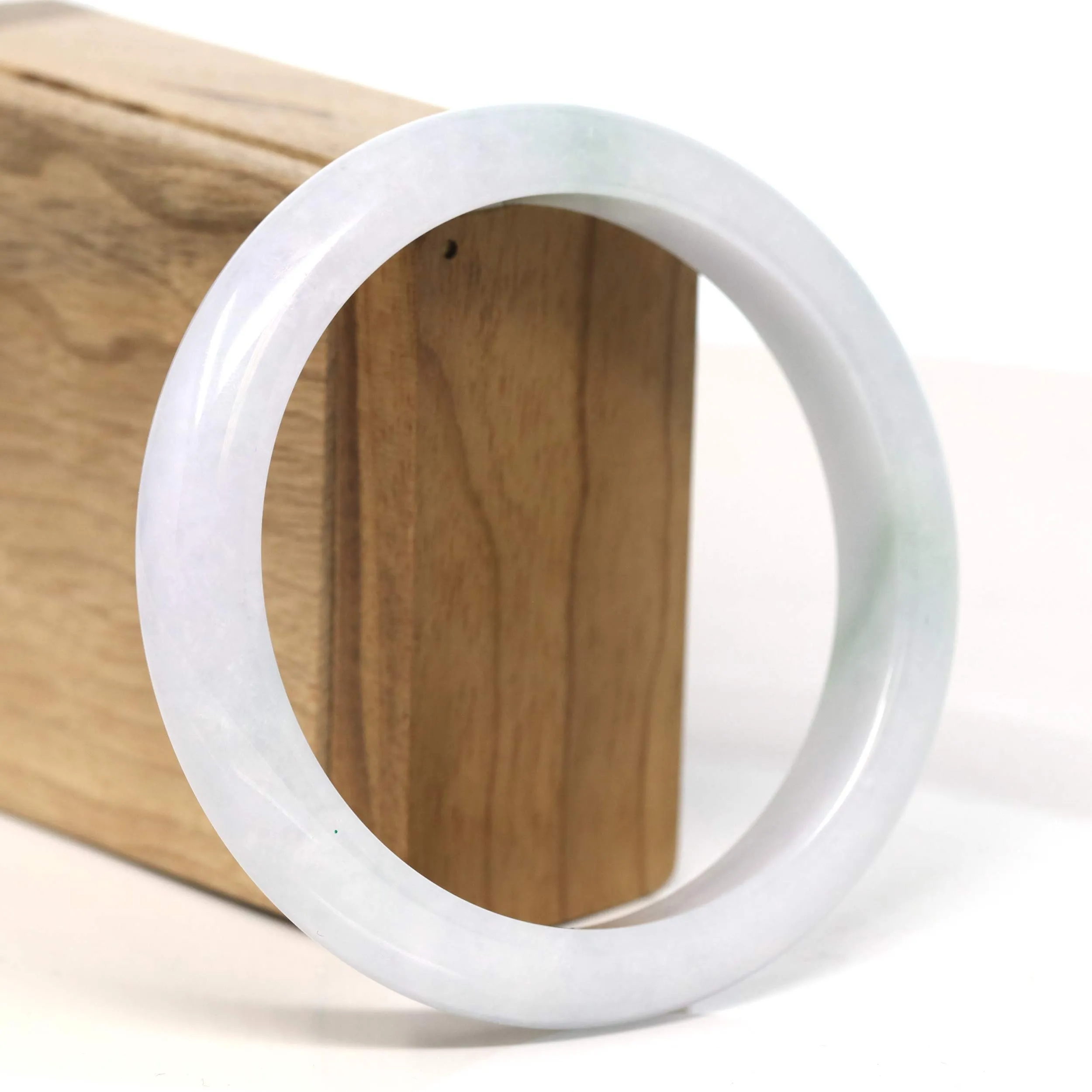 Baikalla "Half Round" Light Green Jadeite Jade Bangle Bracelet (62.70 mm) #T395