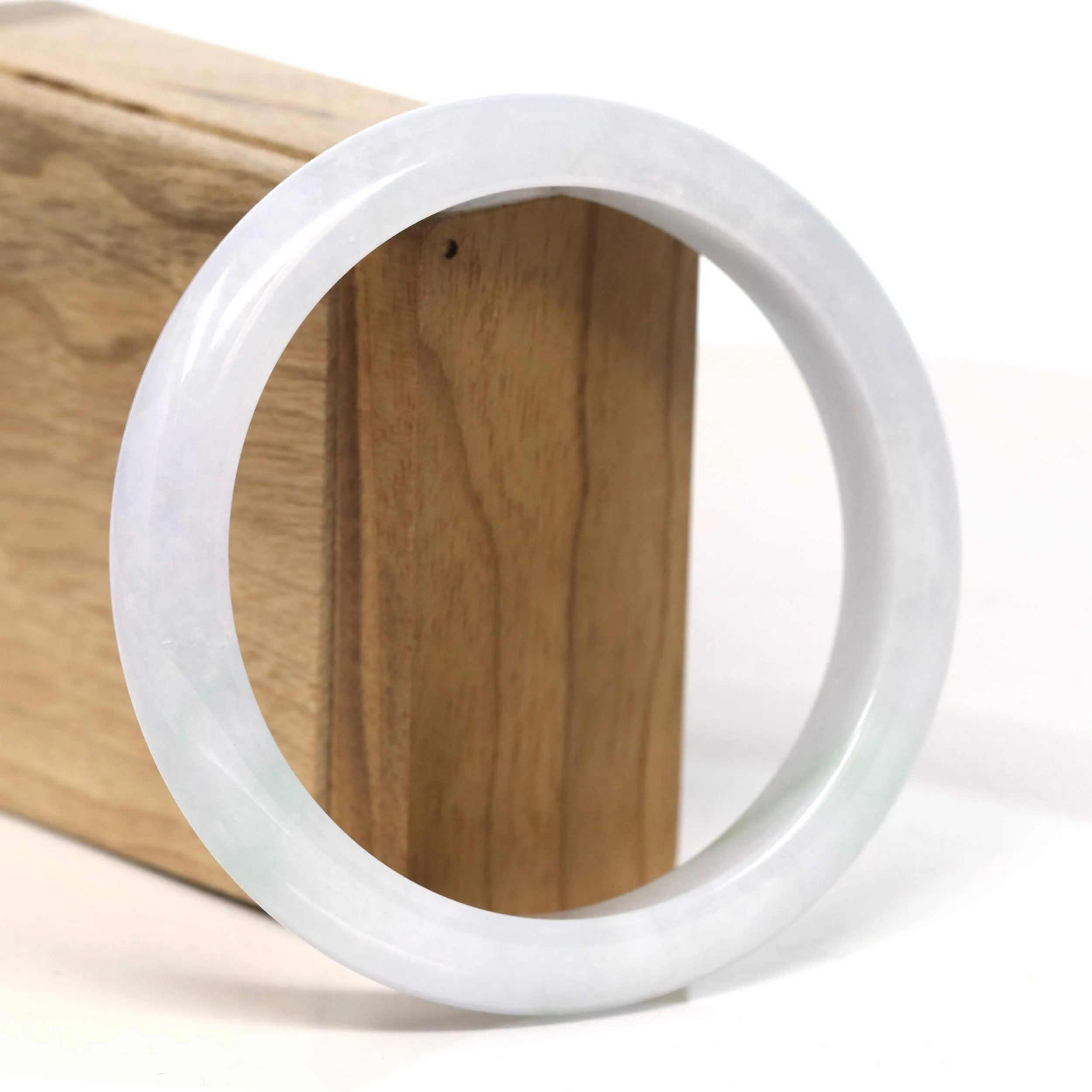 Baikalla "Half Round" Light Green Jadeite Jade Bangle Bracelet (62.70 mm) #T395