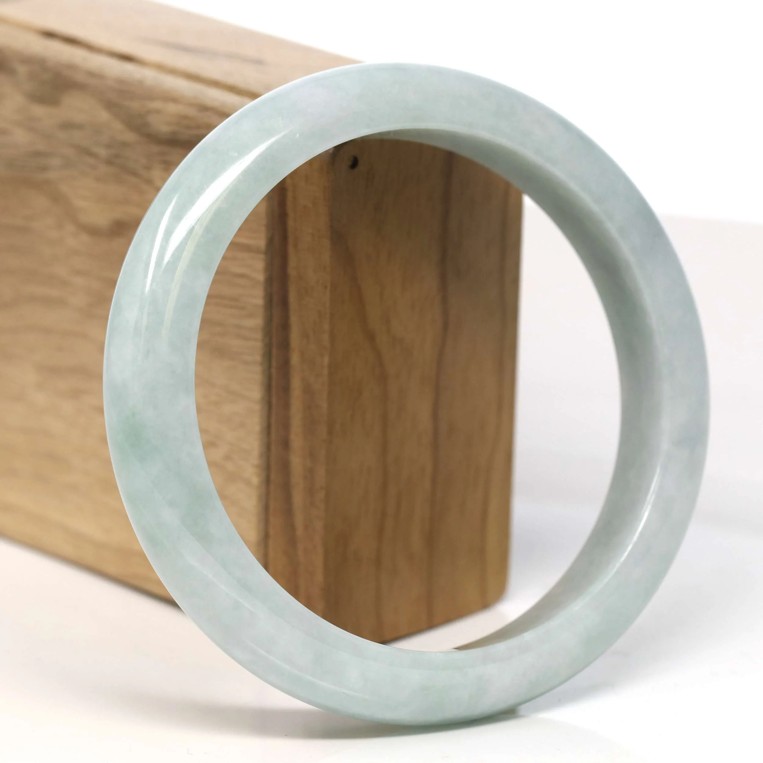 Baikalla "Half Round" Light Green Jadeite Jade Bangle Bracelet (63.08 mm) #T331