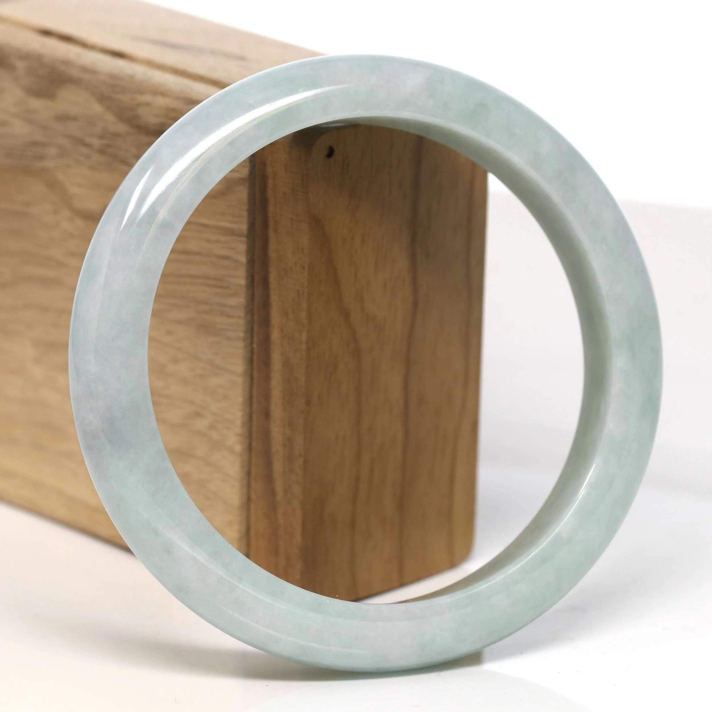 Baikalla "Half Round" Light Green Jadeite Jade Bangle Bracelet (63.08 mm) #T331