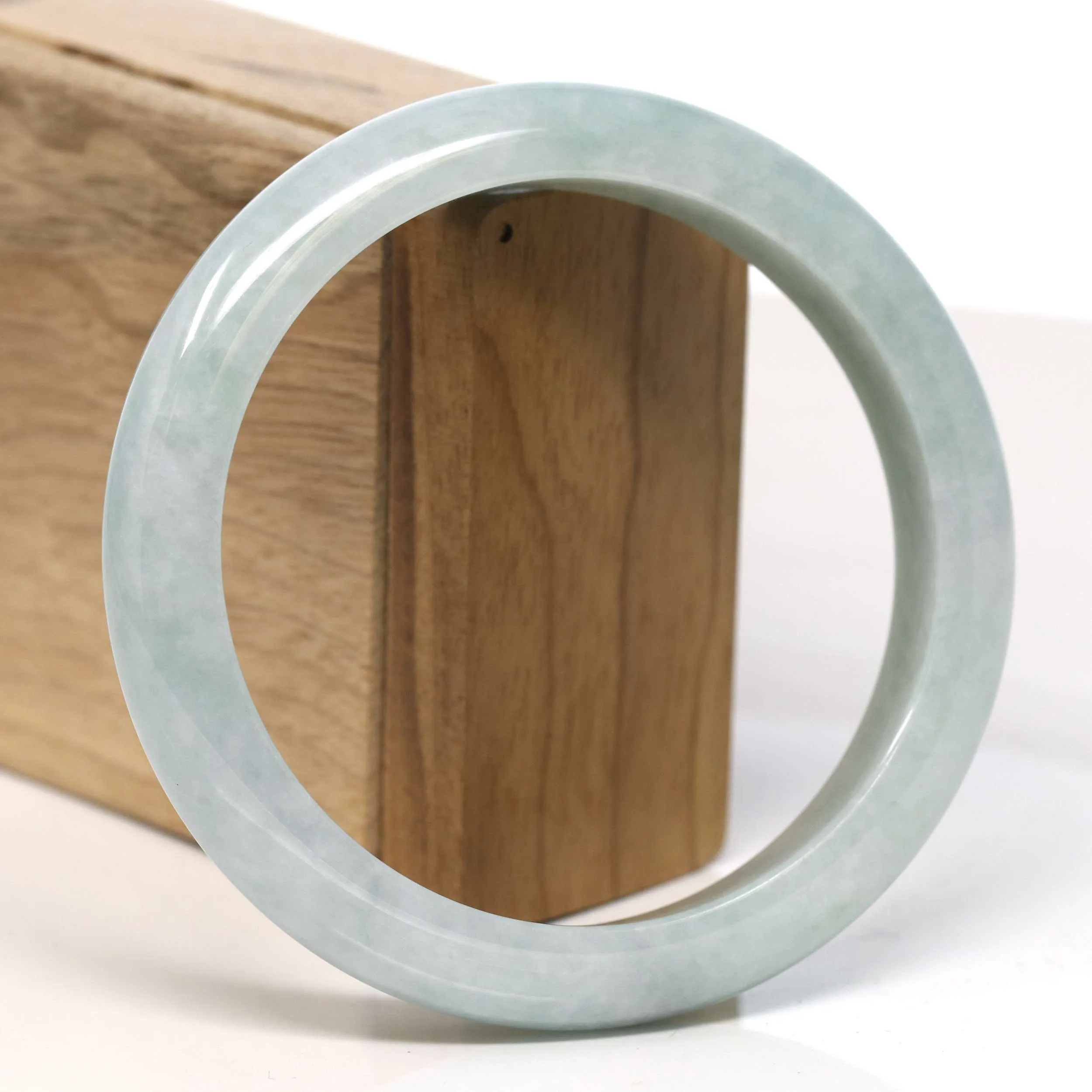 Baikalla "Half Round" Light Green Jadeite Jade Bangle Bracelet (63.08 mm) #T331