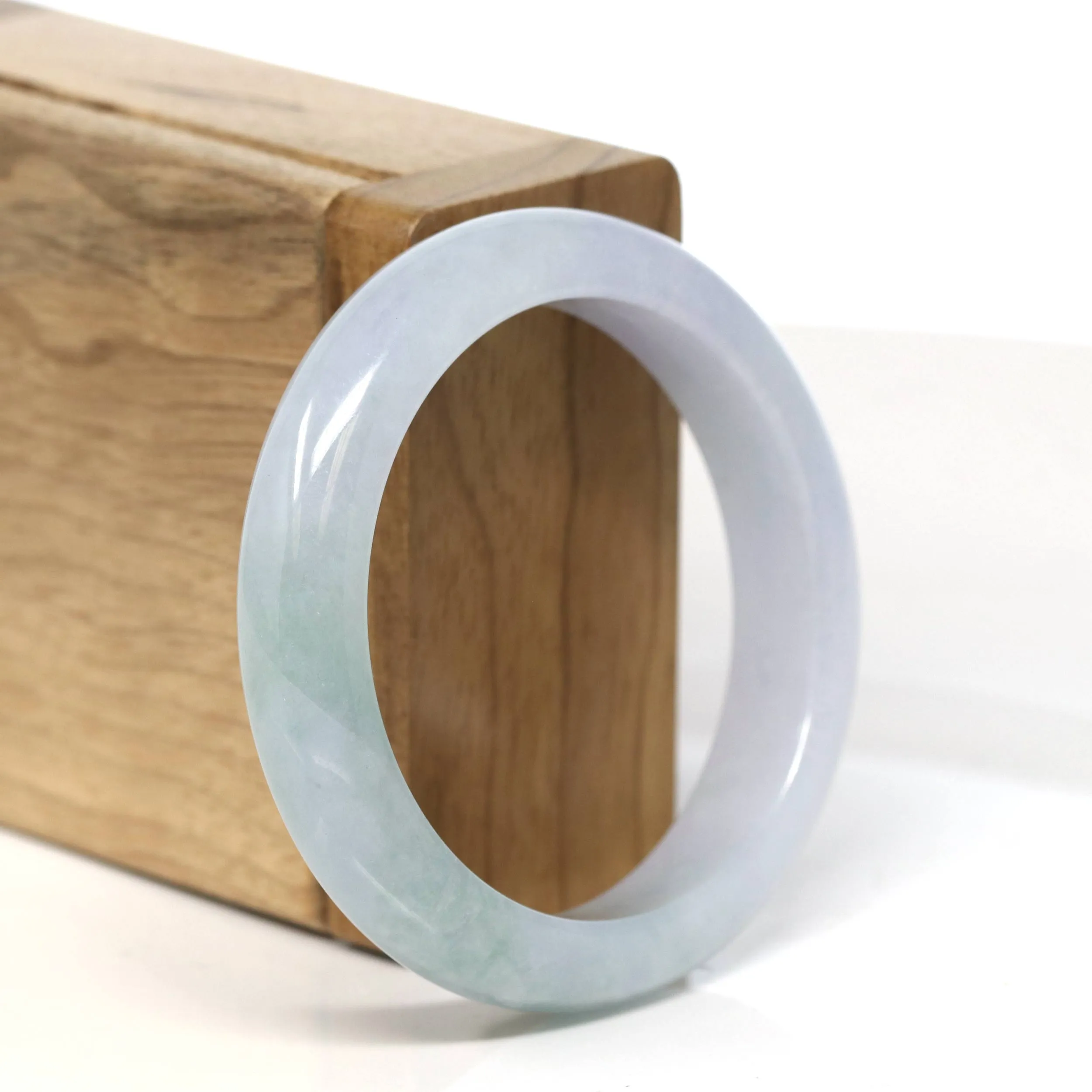 Baikalla "Half Round" Light Lavender Jadeite Jade Bangle Bracelet (52.4 mm) #T482