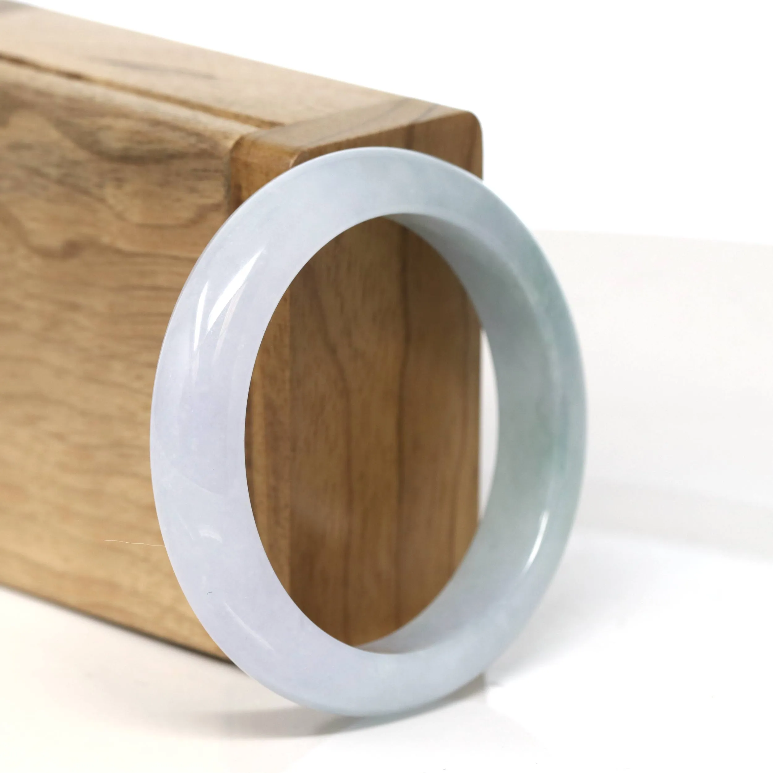 Baikalla "Half Round" Light Lavender Jadeite Jade Bangle Bracelet (52.4 mm) #T482