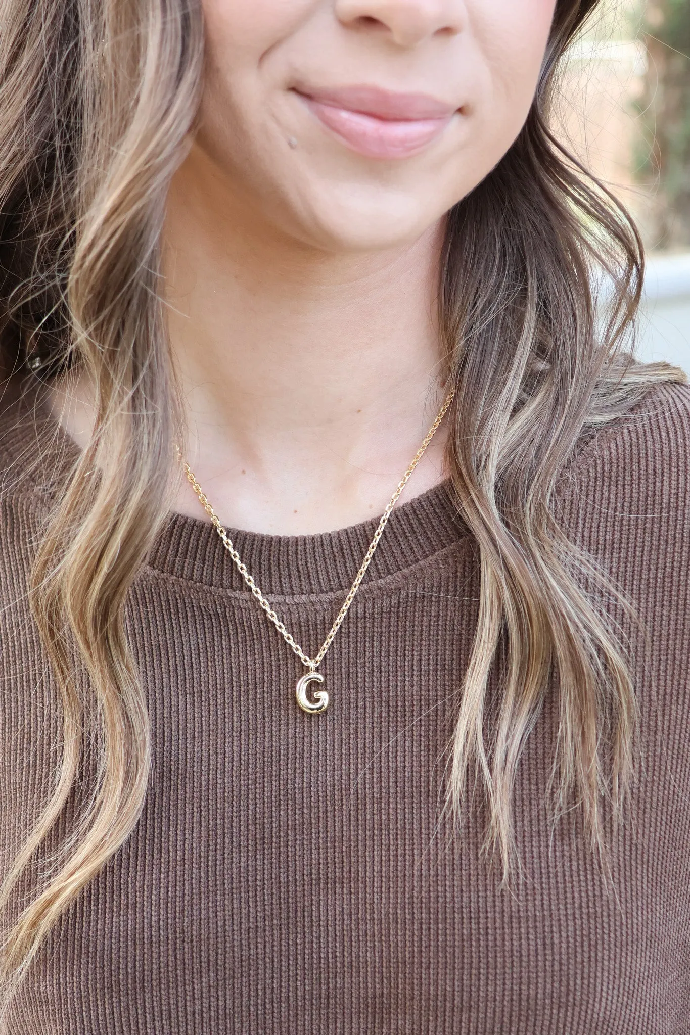 Balloon Initial Necklace In Gold