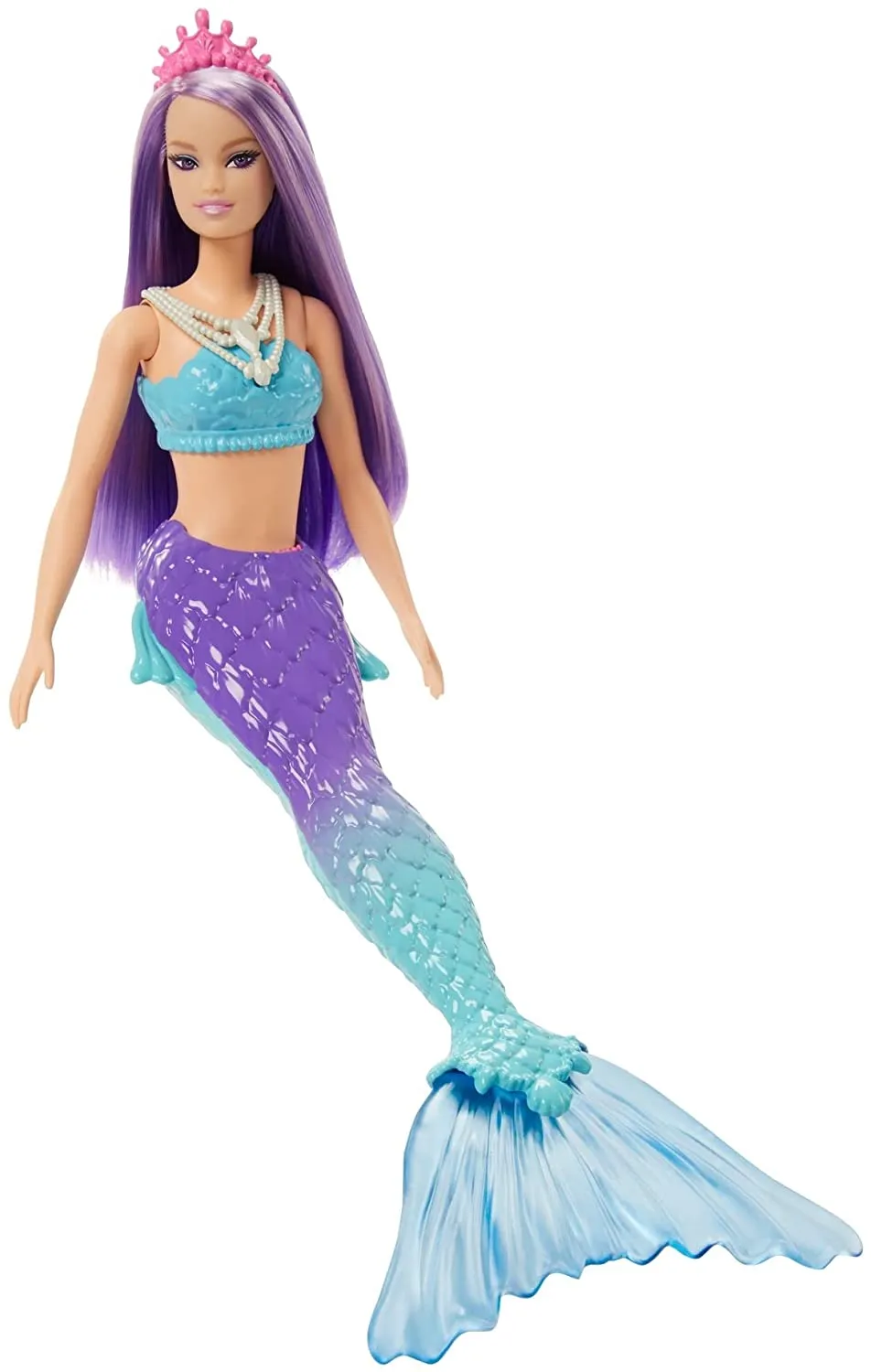Barbie Dreamtopia Mermaid Doll (Purple Hair) with Blue & Purple Ombre Mermaid Tail and Tiara, Toy for Kids Ages 3 Yrs & Up