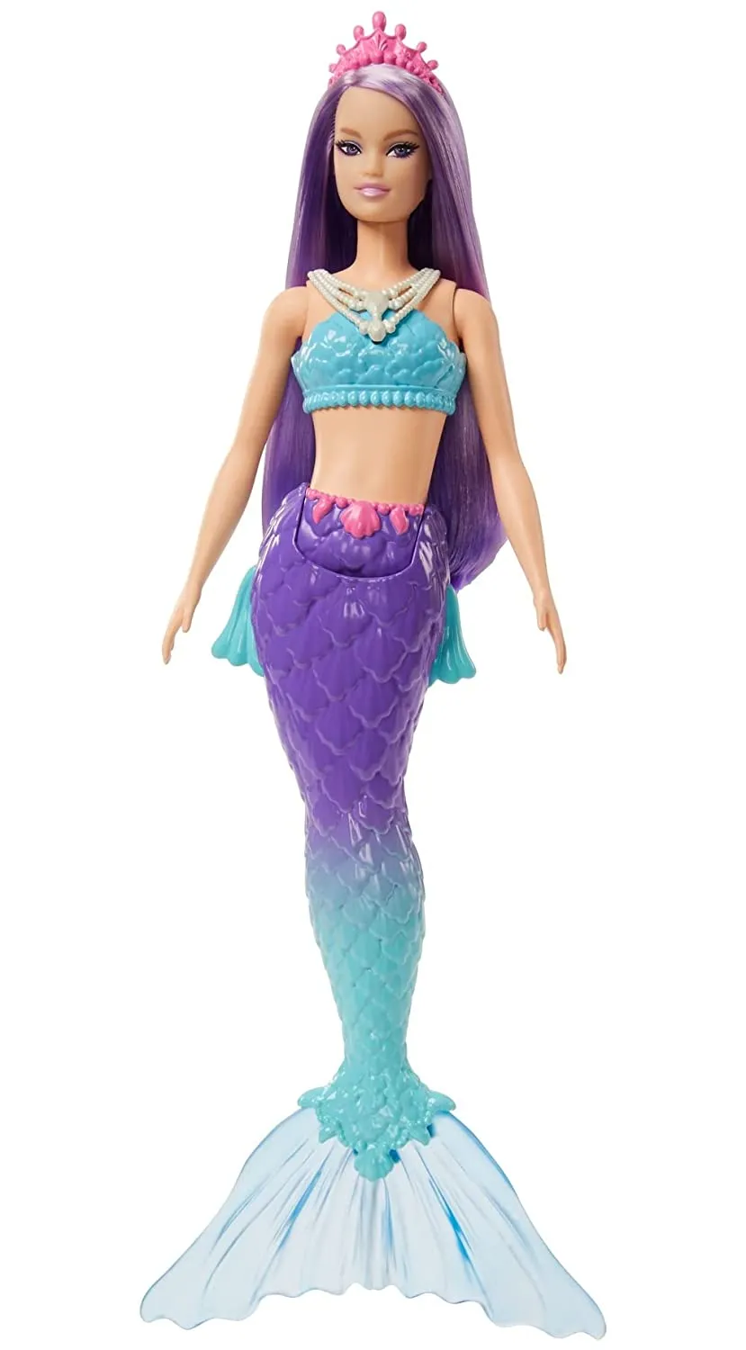 Barbie Dreamtopia Mermaid Doll (Purple Hair) with Blue & Purple Ombre Mermaid Tail and Tiara, Toy for Kids Ages 3 Yrs & Up