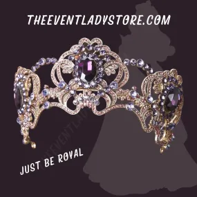 Baroque Magnificent Crystal Amethyst Tone Rhinestone Tiara