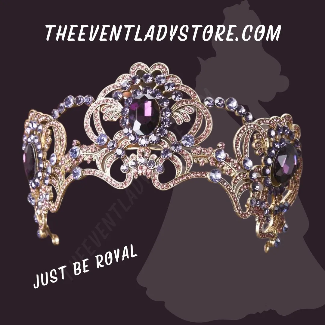 Baroque Magnificent Crystal Amethyst Tone Rhinestone Tiara