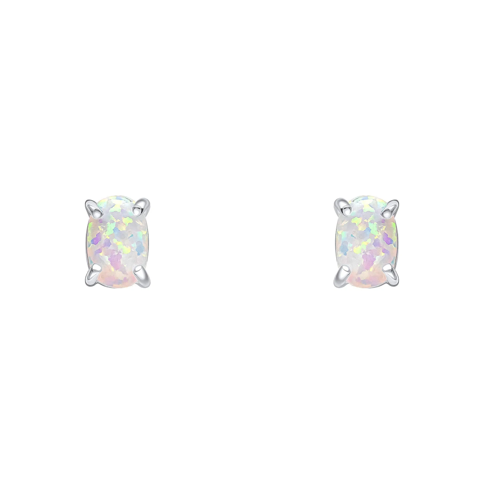 Beginnings Sterling Silver Imitation White Opal White Earrings E6485W