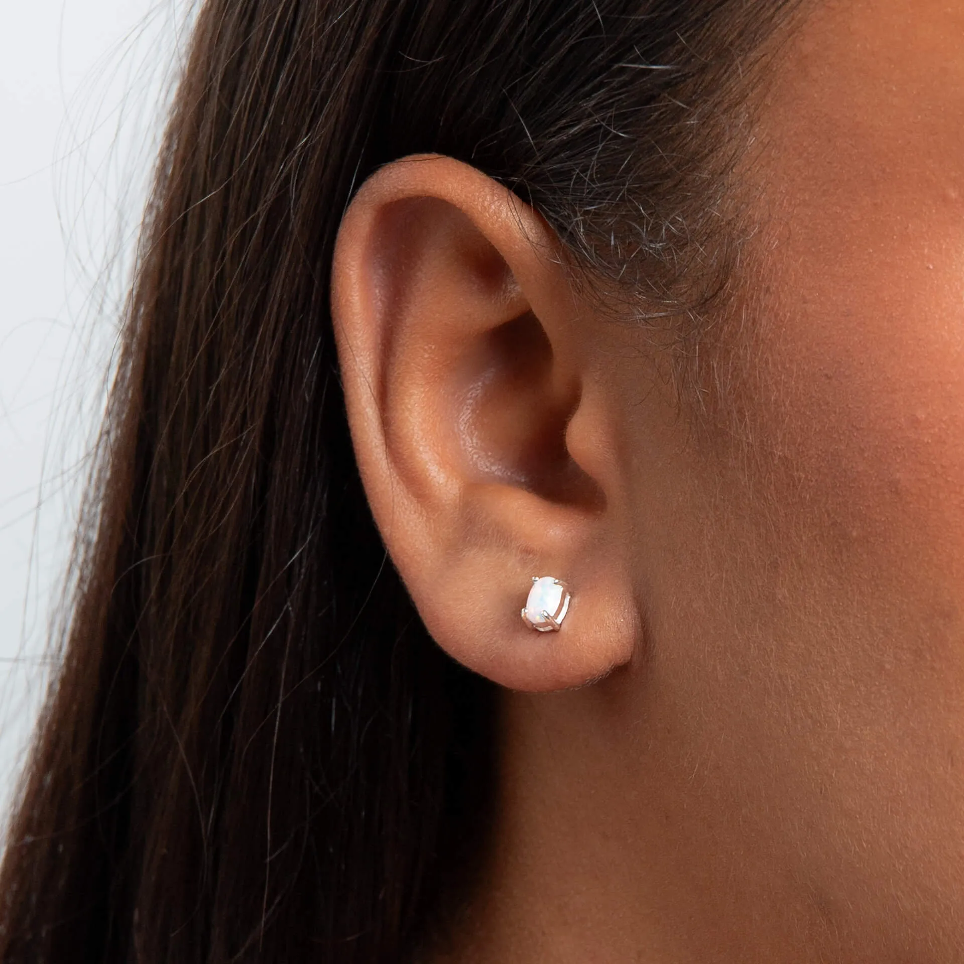Beginnings Sterling Silver Imitation White Opal White Earrings E6485W