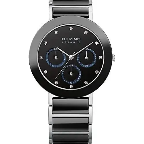 Bering Women's Chronograph Silver Tone Black Ceramic Watch 11438-742