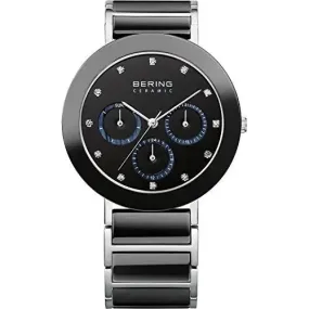 Bering Women's Chronograph Silver Tone Black Ceramic Watch 11438-742