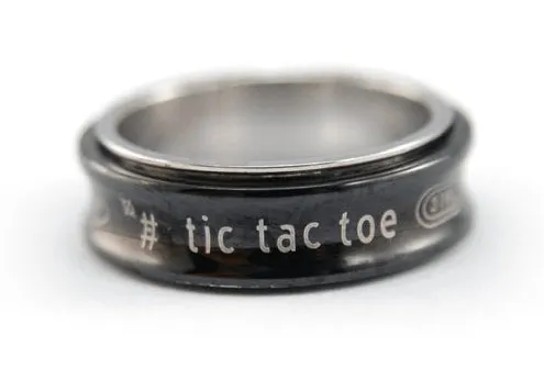 Black Spinner Tic Tac Toe Men's Wedding Band