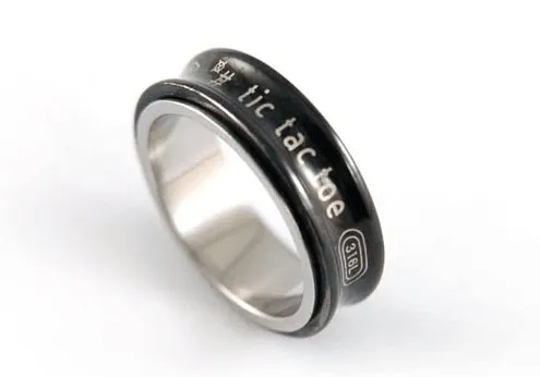 Black Spinner Tic Tac Toe Men's Wedding Band