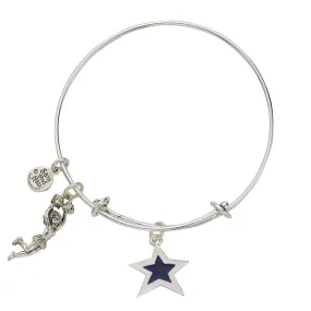 Blue Star Cheerleader Bangle Bracelet