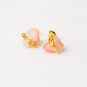 Boho Pink Opal Stud Earrings