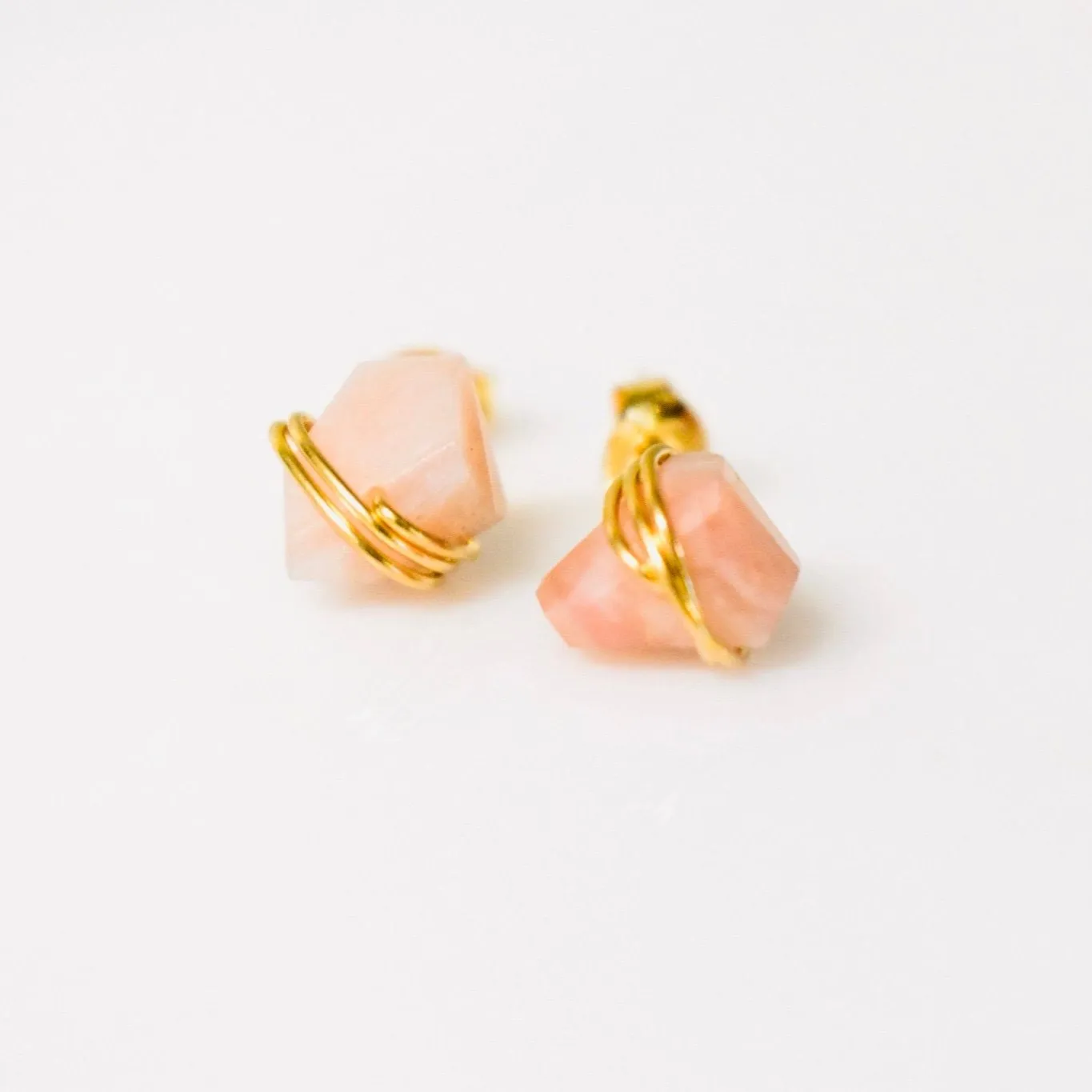 Boho Pink Opal Stud Earrings