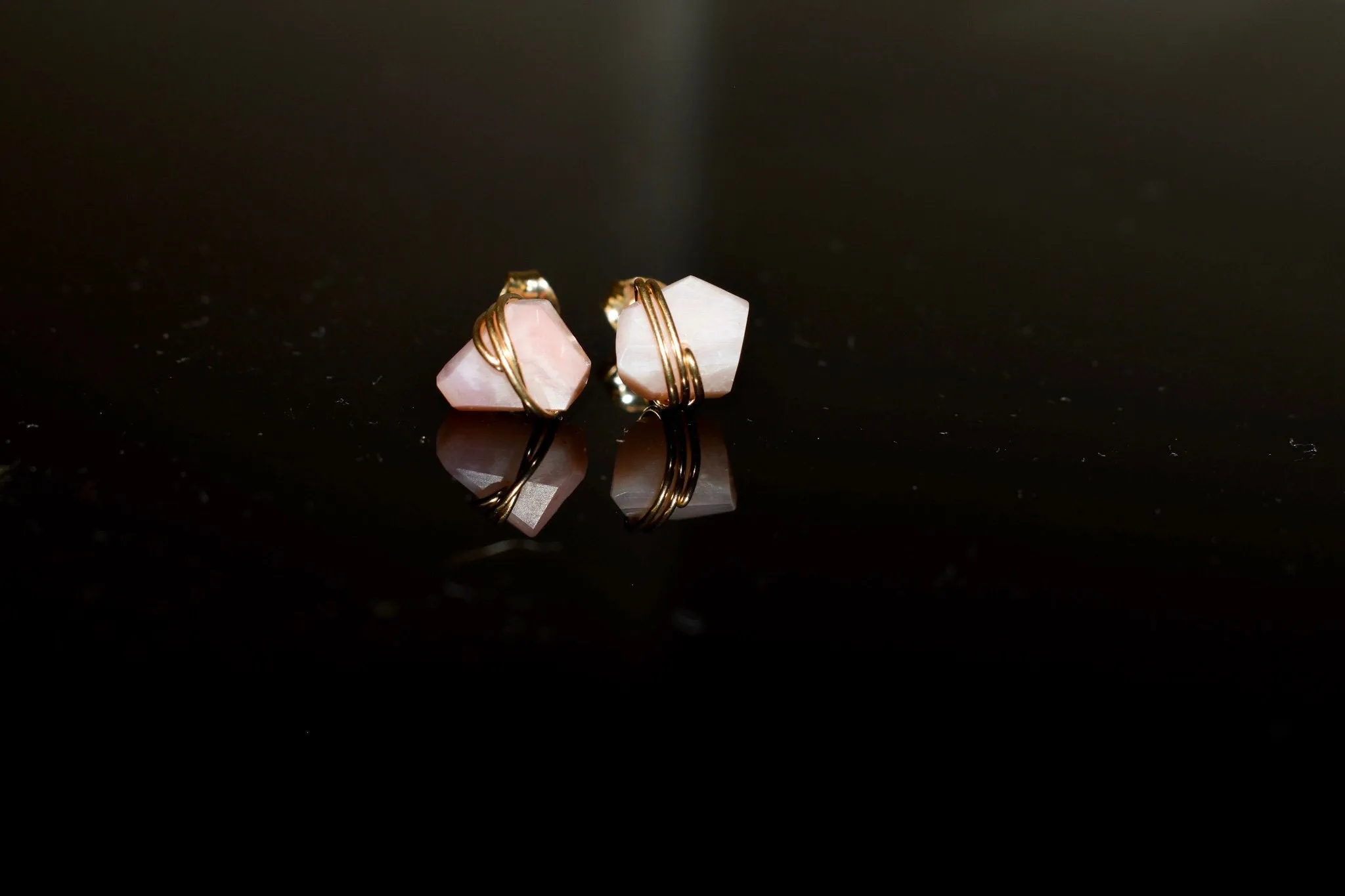 Boho Pink Opal Stud Earrings