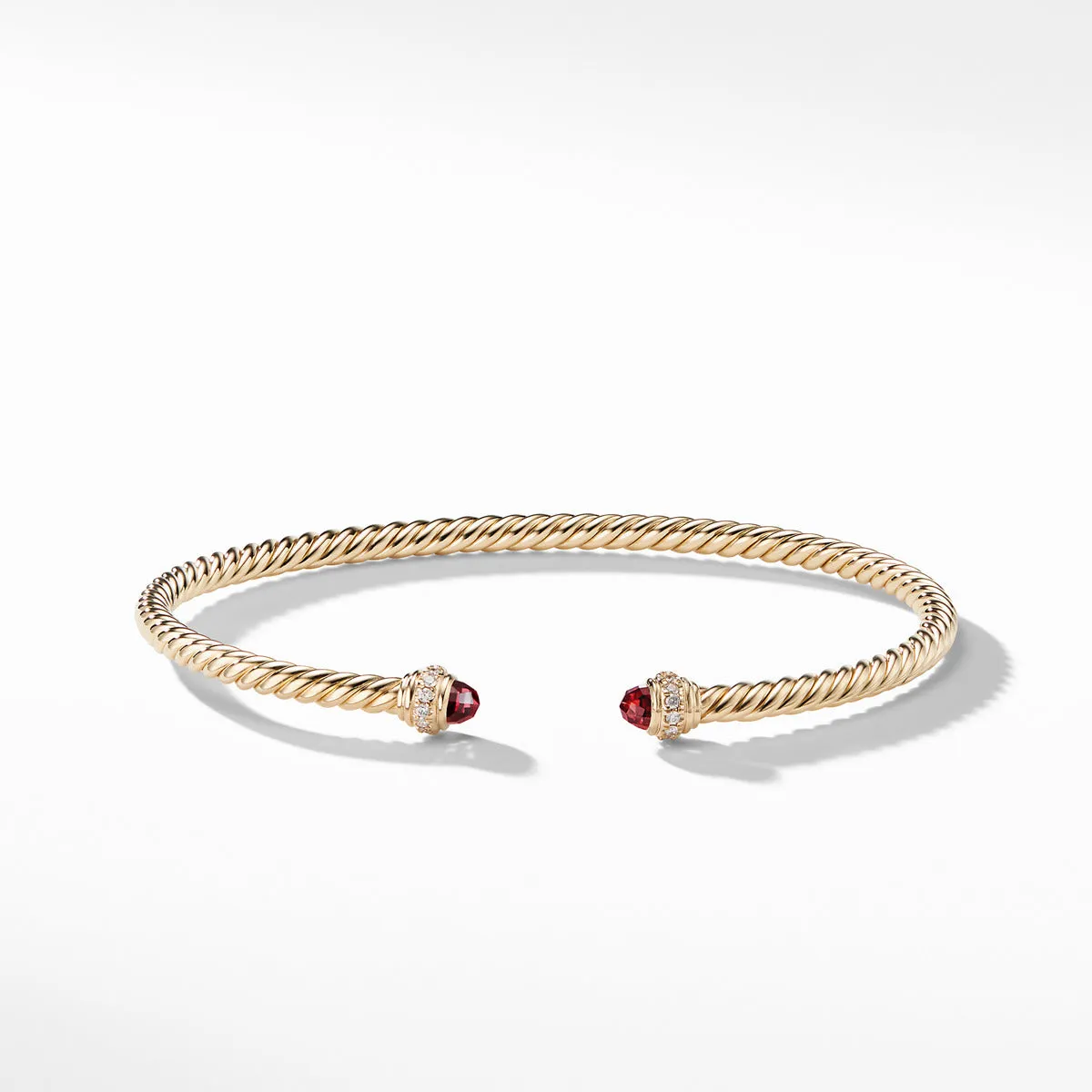 Cable Spira Bracelet in 18K Gold with Garnet and Diamonds