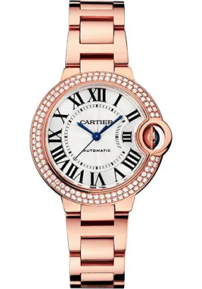 Cartier Ballon Bleu de Cartier Watch - 33 mm Rose Gold Diamond Case - Silvered Dial - Interchangeable Bracelet - WJBB0066