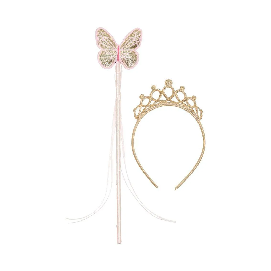 Children's Gold & Pink Fairy Wand & Tiara Set