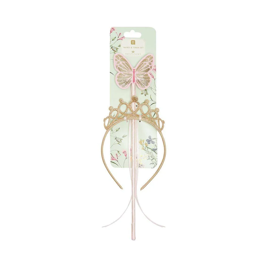 Children's Gold & Pink Fairy Wand & Tiara Set