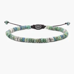 Chrysocolla Stone And Sterling Silver Disc Beads Bracelet
