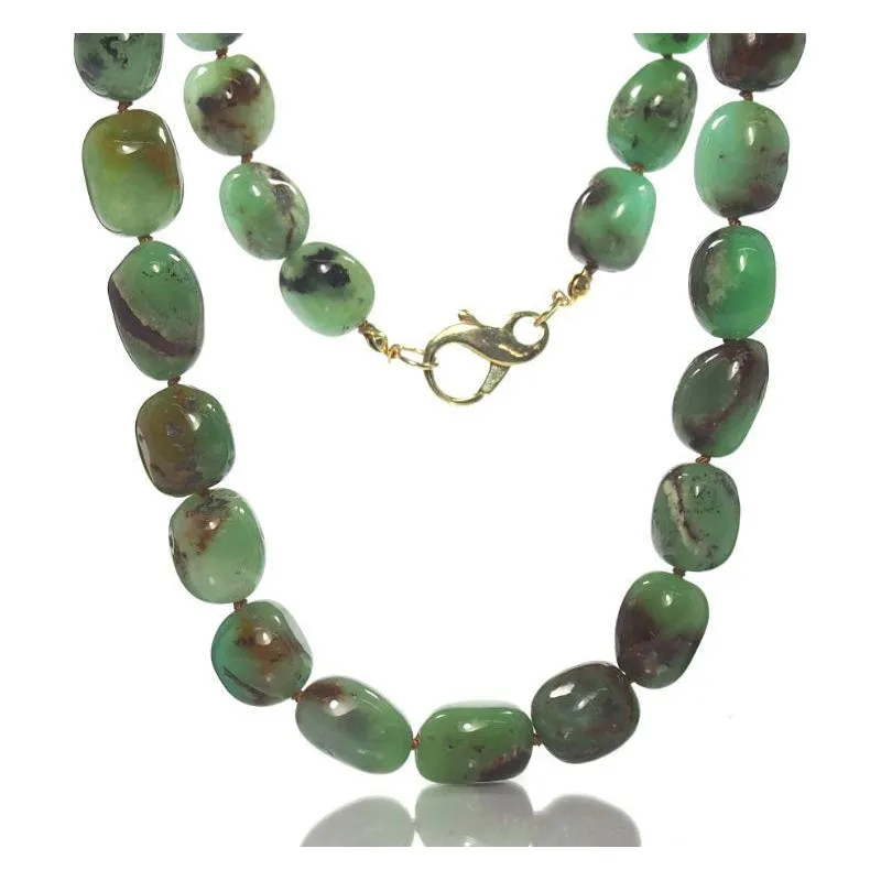 Chrysoprase Necklace with Gold Filled Fancy Lobster Claw Clasp