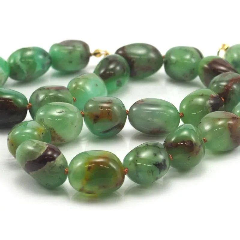 Chrysoprase Necklace with Gold Filled Fancy Lobster Claw Clasp