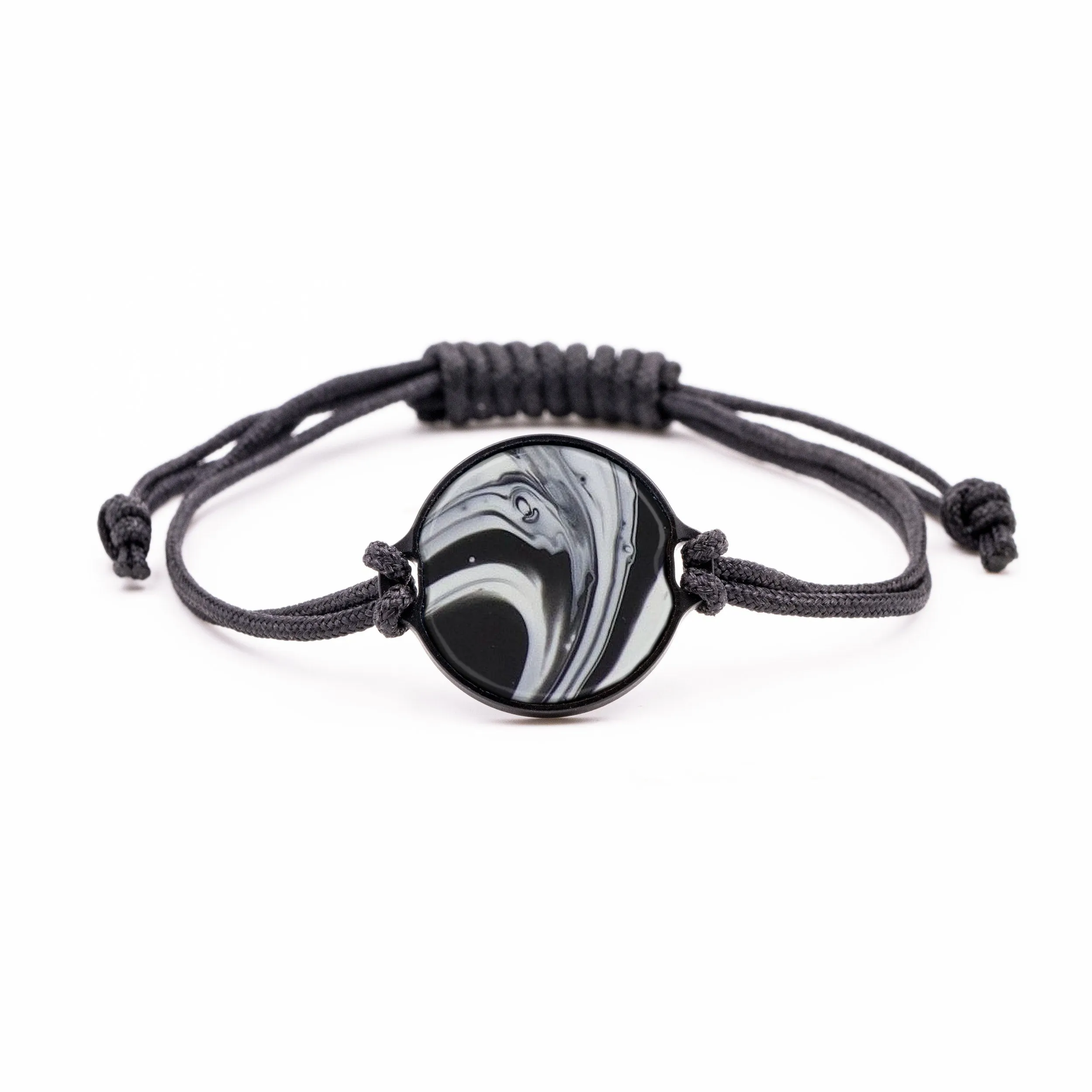 Circle ResinArt Bracelet - Ardie (Black & White, 583847)