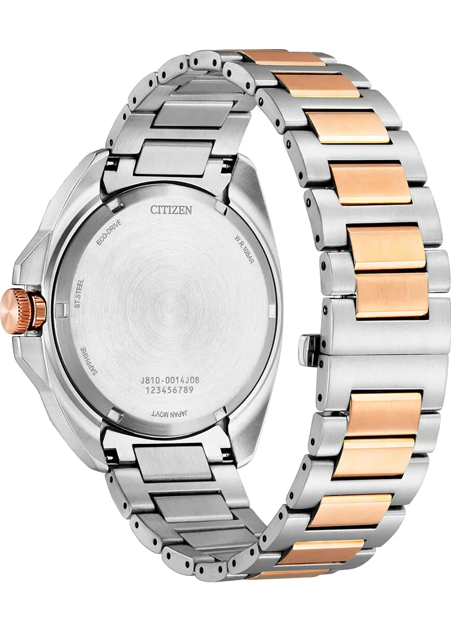 CITIZEN GENTS ECO-DRIVE BLUE DIAL BITONE ROSE STAINLESS AW1726-55L