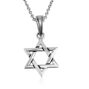 Classic Star David Polish Silver Pendant Intertwined Triangles Jewely Holy Land