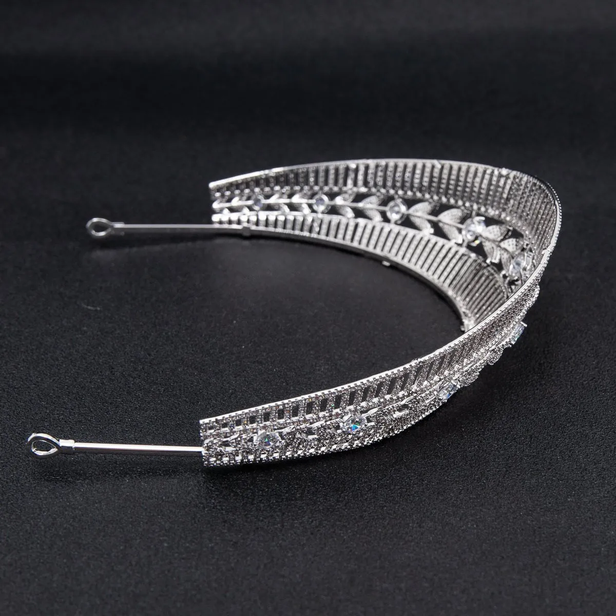 Classic Zirconia Royal Replica Tiara,Silver Wedding Leaves Hair Accessories CH10222