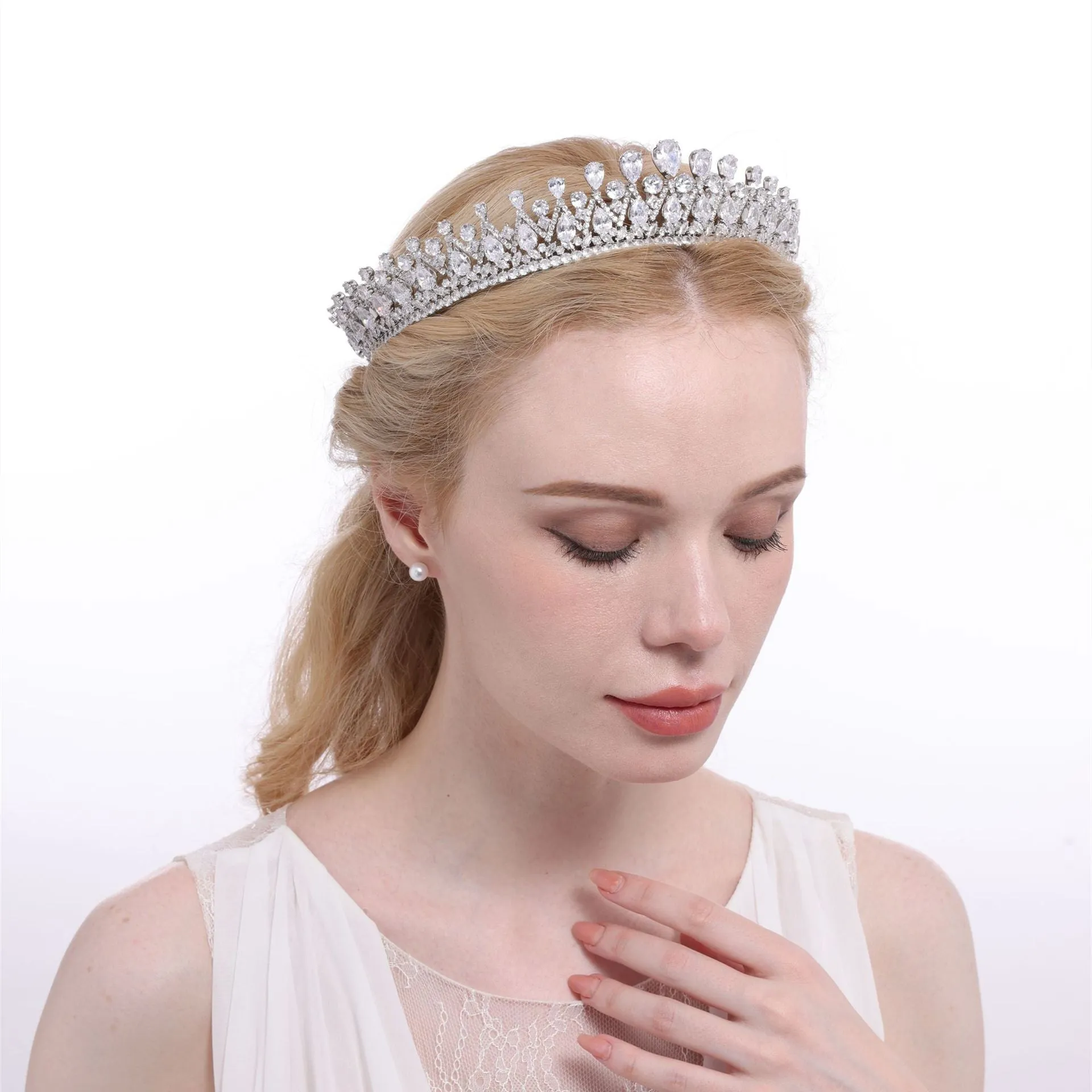 Classic Zirconia Wedding Tiara,Women's Crystal Tiara for Bride,Prom,Party Head Accessories GS0278