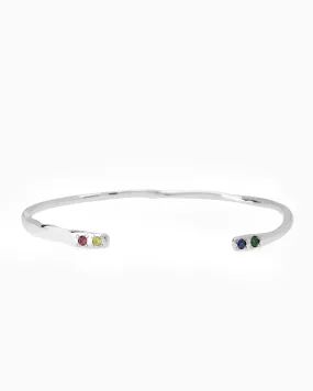 Collective Stone Cuff Bracelet | Solid White Gold