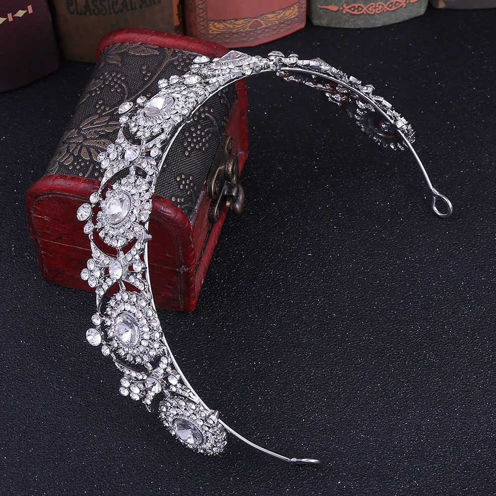 Color Princess Full Crystal Crown Tiaras For Women Luxury Rhinestone Girls Tiaras Bride Wedding Hair Jewelry