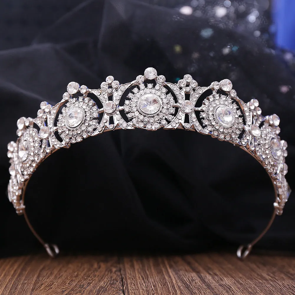 Color Princess Full Crystal Crown Tiaras For Women Luxury Rhinestone Girls Tiaras Bride Wedding Hair Jewelry