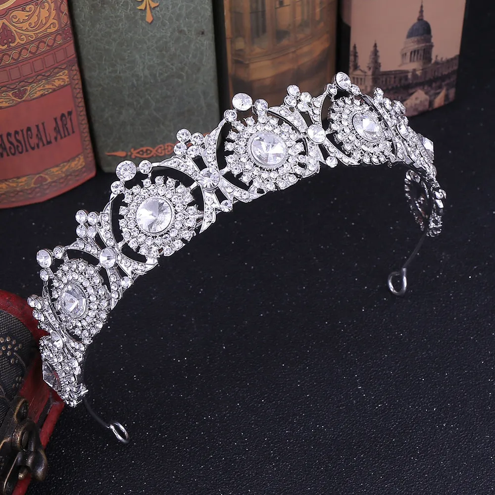 Color Princess Full Crystal Crown Tiaras For Women Luxury Rhinestone Girls Tiaras Bride Wedding Hair Jewelry