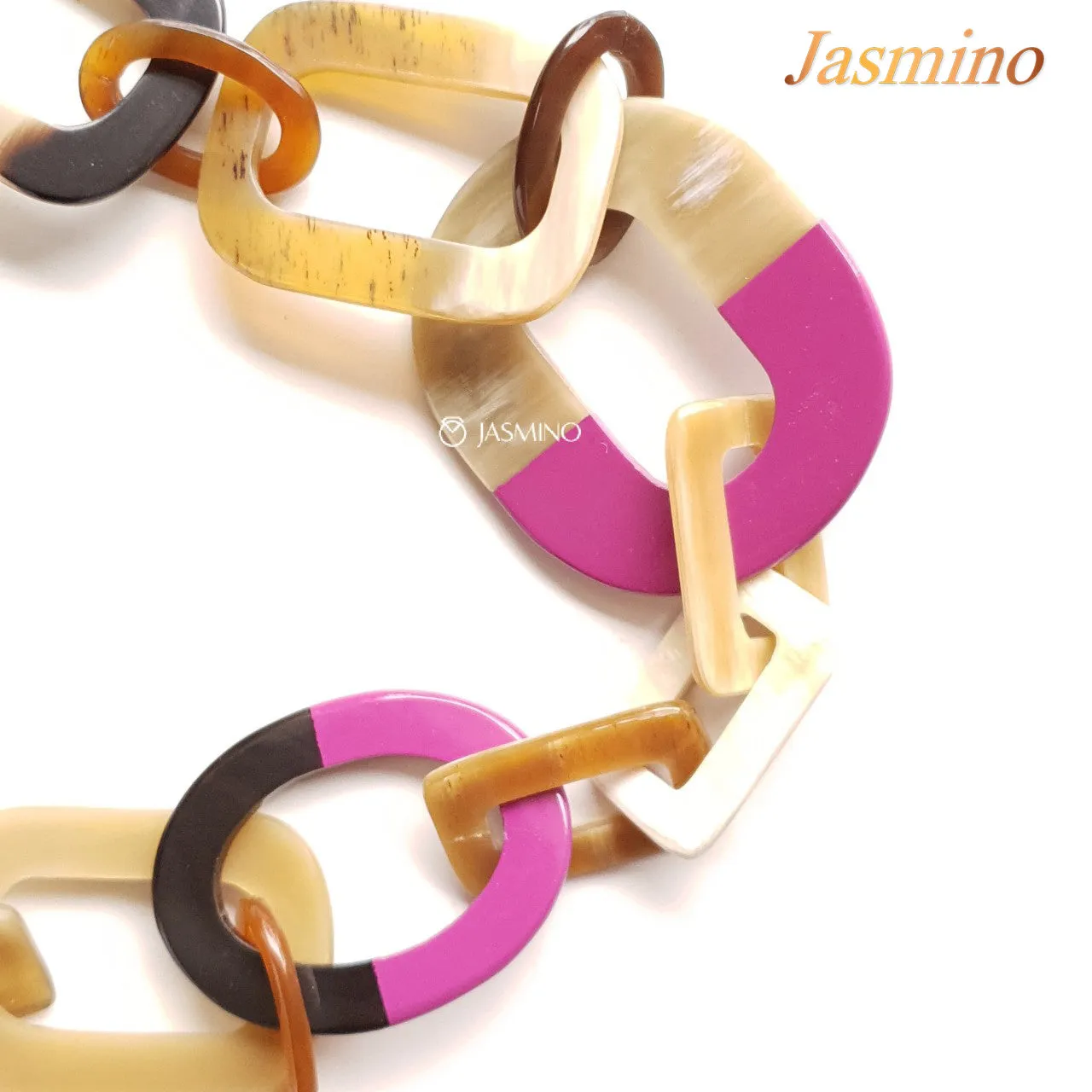 Colorful and Trendy Necklace J17634, Made by Buffalo Horn and Lacquer