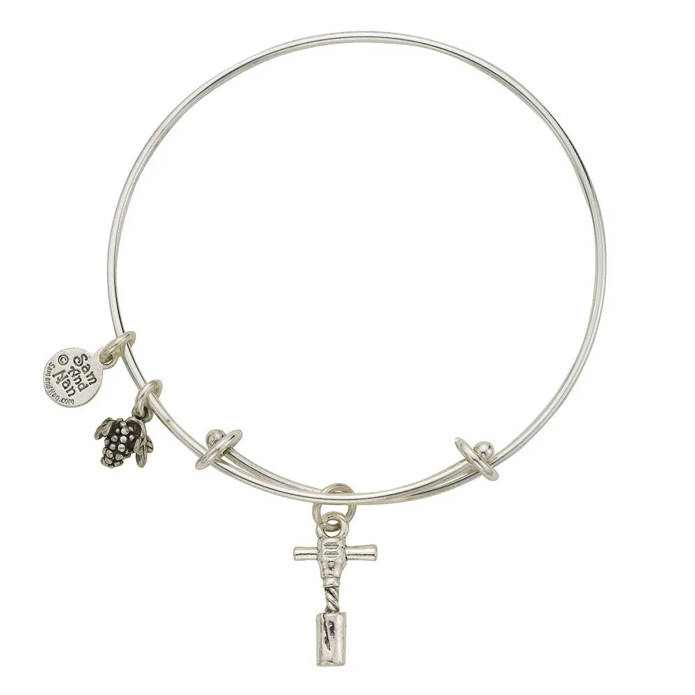 Cork Screw Grape Charm Bangle Bracelet
