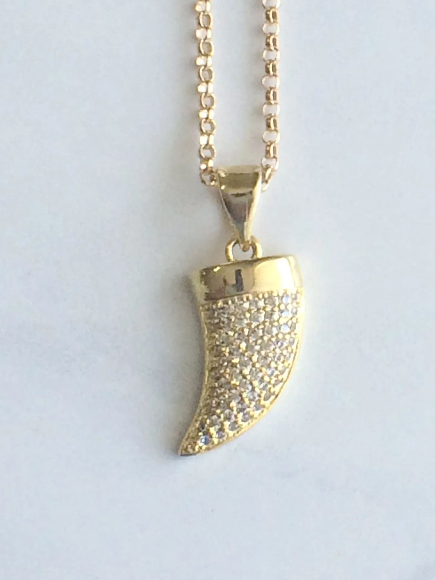 Crystal Horn Necklace gold