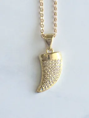 Crystal Horn Necklace gold