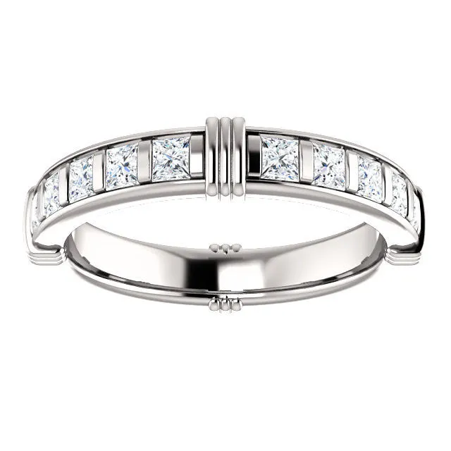Cubic Zirconia Anniversary Ring, Style 03-94 (Customizable Round or Princess Eternity Band)