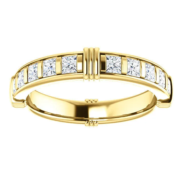 Cubic Zirconia Anniversary Ring, Style 03-94 (Customizable Round or Princess Eternity Band)