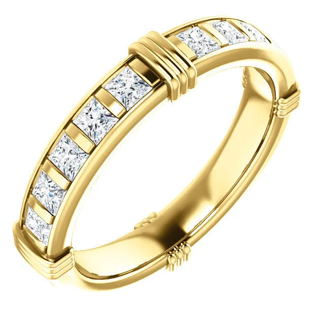 Cubic Zirconia Anniversary Ring, Style 03-94 (Customizable Round or Princess Eternity Band)
