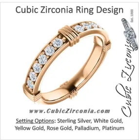 Cubic Zirconia Anniversary Ring, Style 03-94 (Customizable Round or Princess Eternity Band)